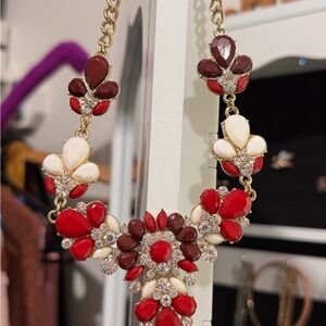 Elegant Red and White Floral Necklace